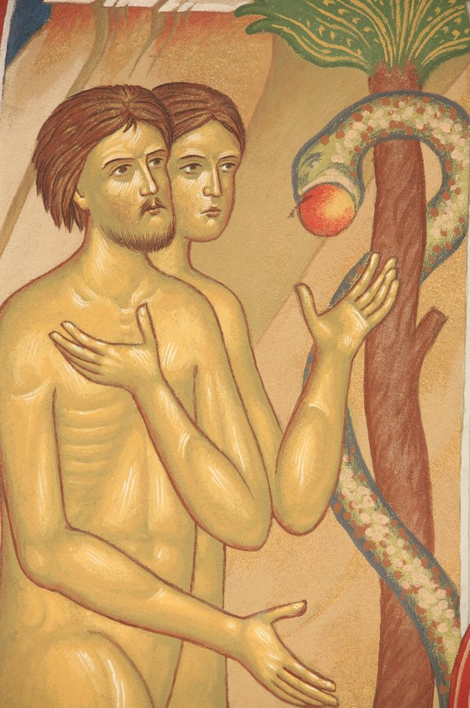 Detail of Adam and Eve Fresco at Monastery of Saint-Antoine-le-Grand by Corbis