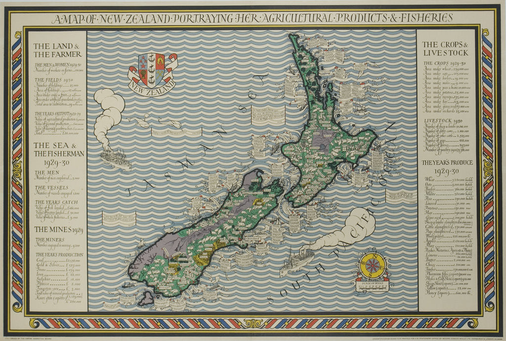 Detail of A Map of New Zealand Portraying Her Agricultural Products and Fisheries by Anonymous