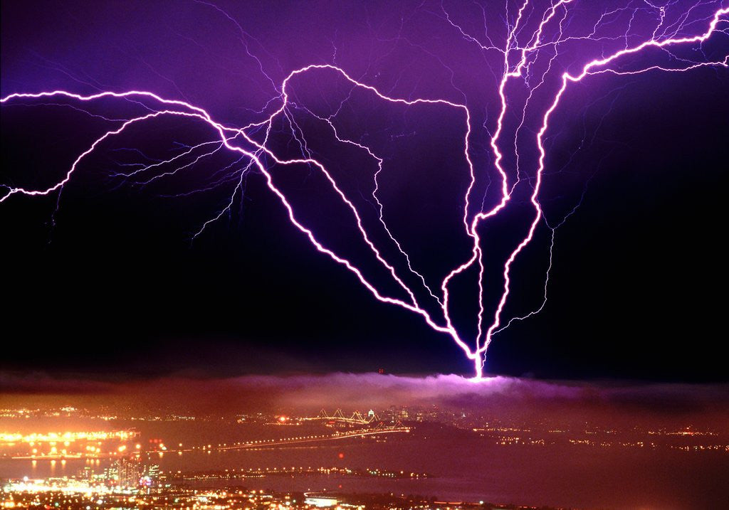 Detail of Lightning over San Francisco by Anonymous