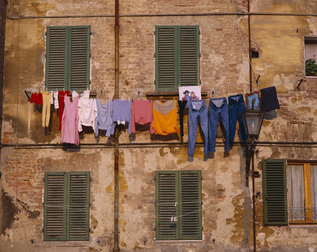 Detail of Laundry Hanging Outside Windows by Anonymous