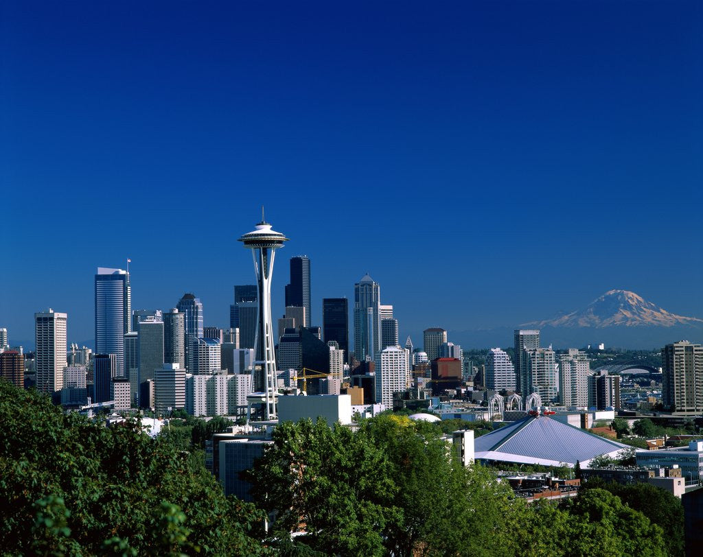 Detail of Seattle and Mount Rainier by Anonymous