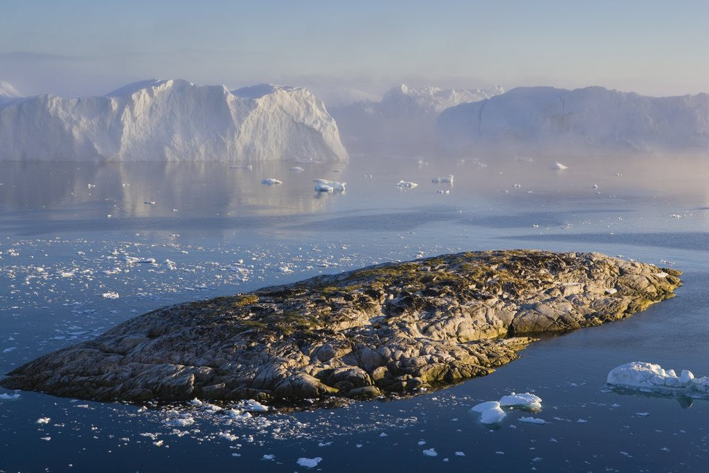 Detail of Small Rocky Island and Icebergs by Anonymous