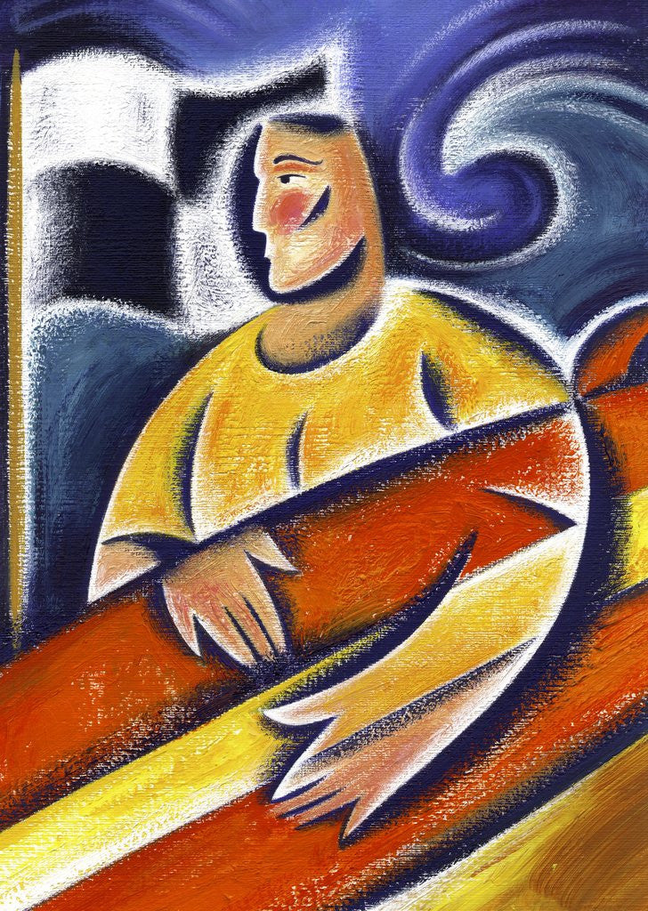 Detail of Man Carrying Surfboard by Anonymous