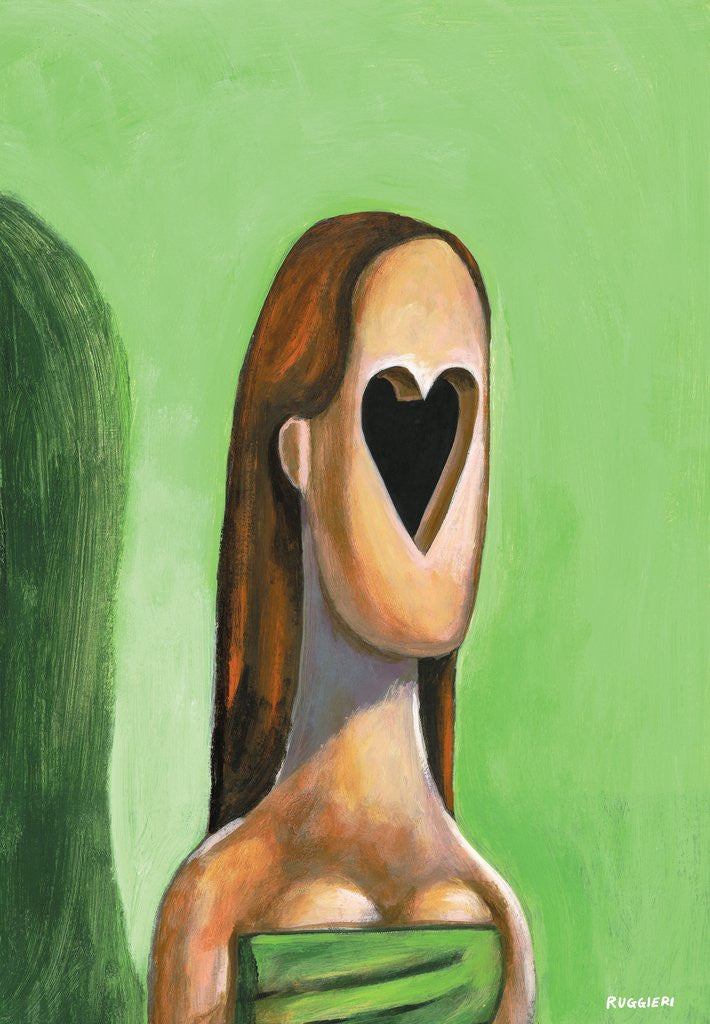 Detail of Woman with a heart cut out for a face by Corbis