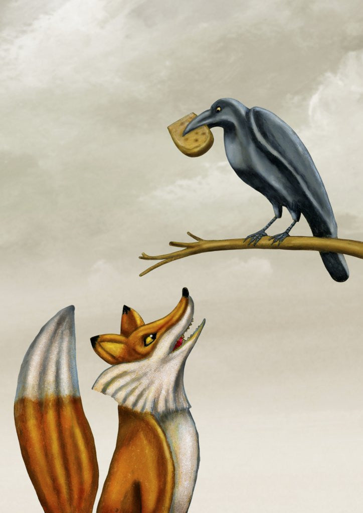 Detail of The fox and the crow by Anonymous