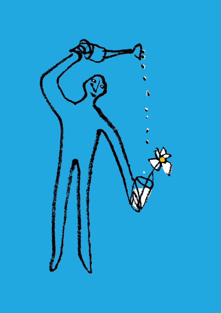 Detail of Figure watering a flower by Anonymous