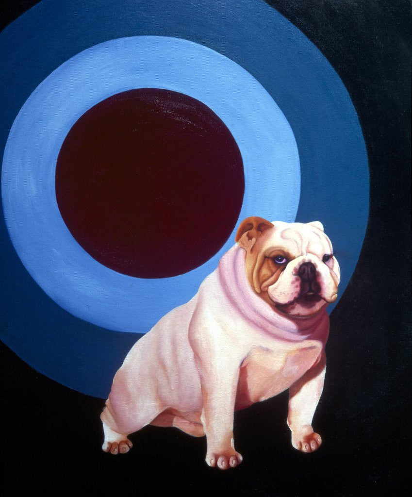 Detail of Bulldog in the middle of a bulls eye ring by Anonymous