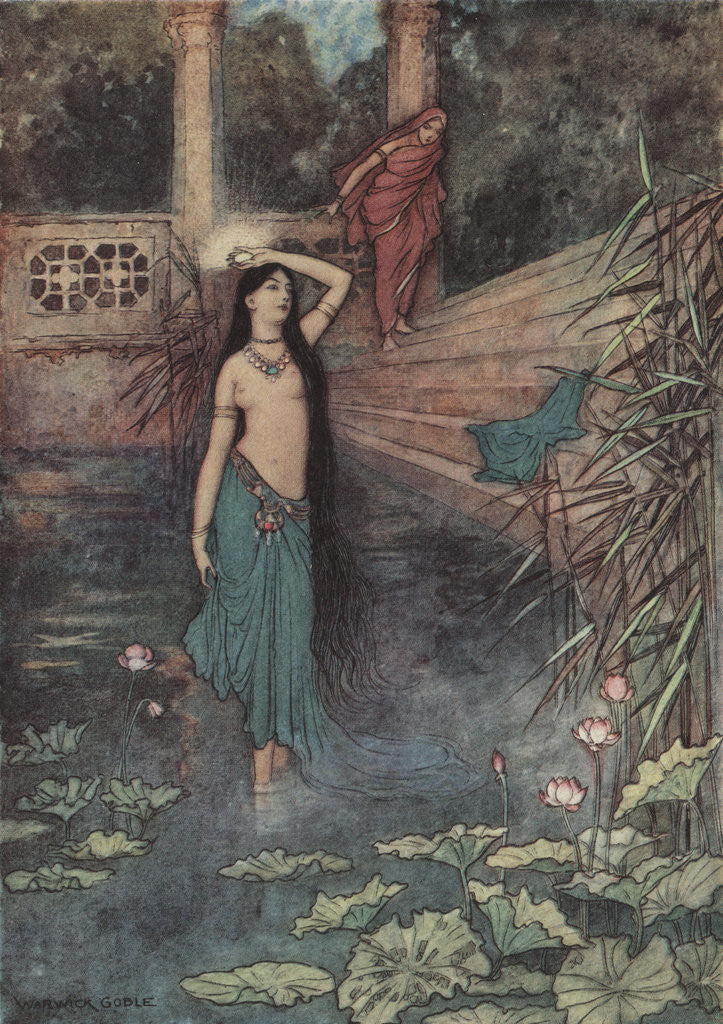 Detail of She Rushed Out of the Palace and Came to the Upper World by Warwick Goble