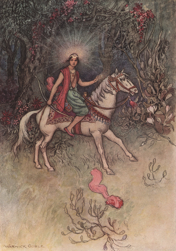 Detail of A Bright Light, Like That of the Moon, Was Seen Shining on His Forehead by Warwick Goble