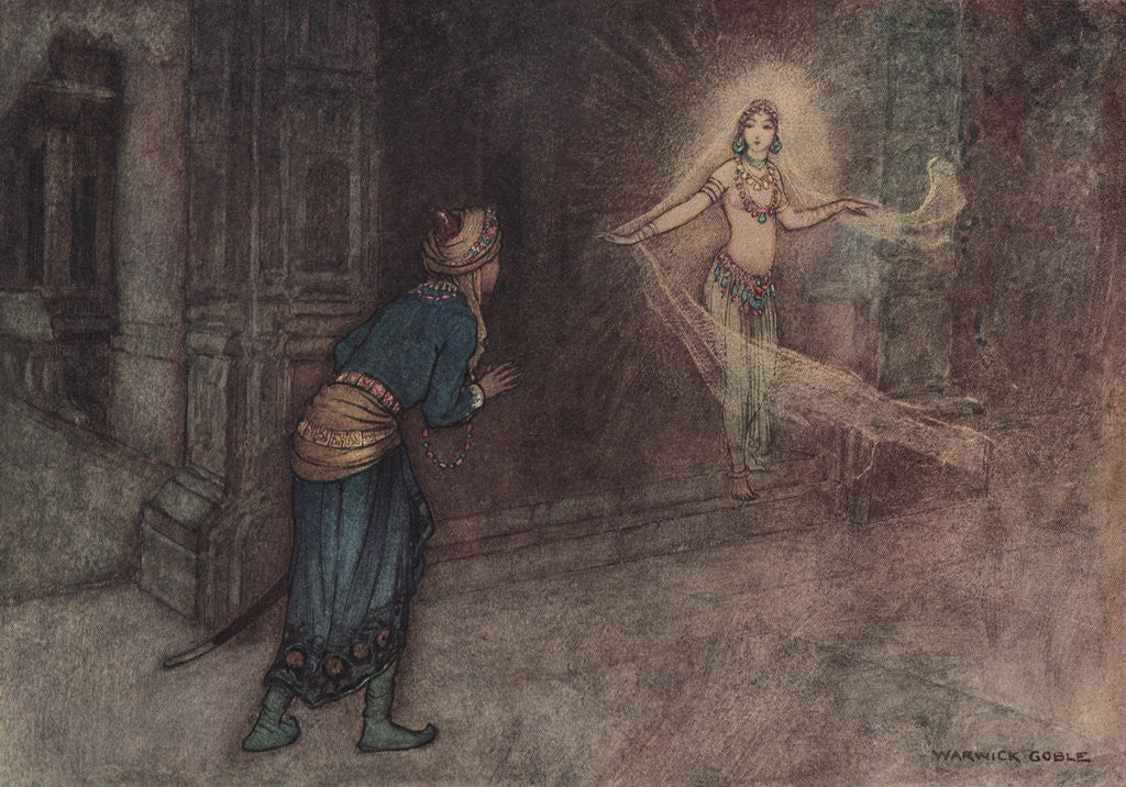 Detail of He Saw a Beautiful Woman Coming Out of the Palace by Warwick Goble