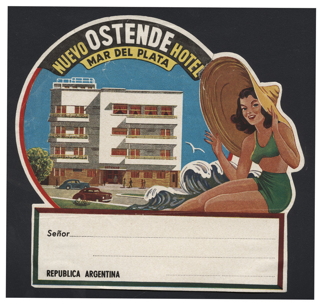 Detail of Nuevo Ostende Hotel Mar Del Plata Luggage Label by Anonymous