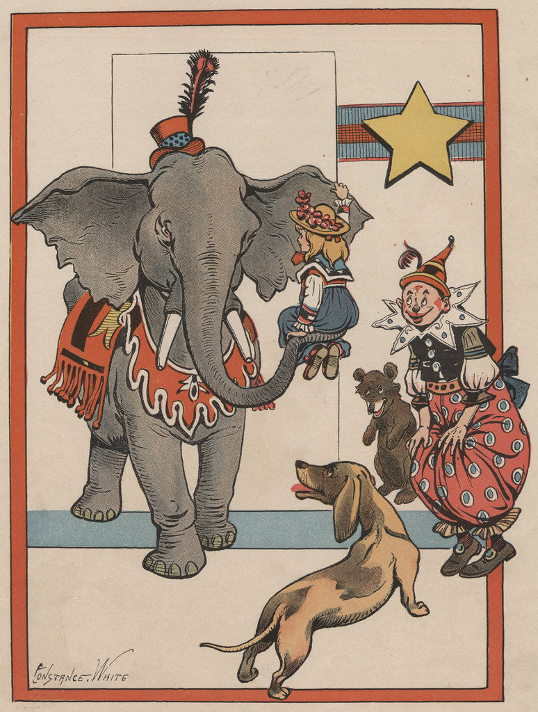Detail of Illustration of an Elephant and Circus Performers by Constance White