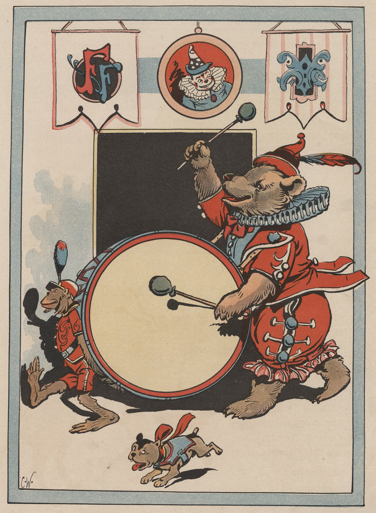 Detail of Illustration of a Circus Bear Playing a Drum by Constance White