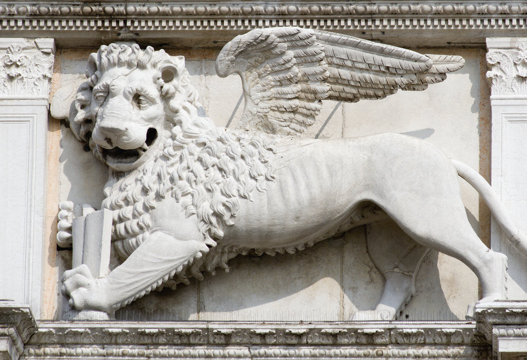 Detail of Stone Carving of Winged Lion of St Mark by Corbis