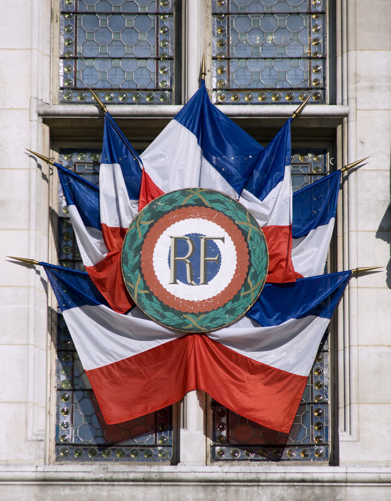 Detail of French Flags and Emblem by Corbis