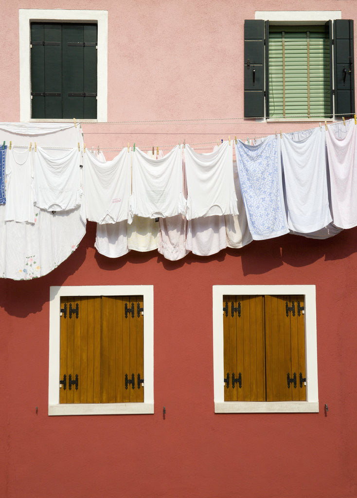 Detail of Brightly Colored House With Washing Line by Corbis