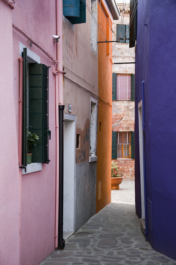 Detail of Brightly Colored Houses and Narrow Alley by Corbis