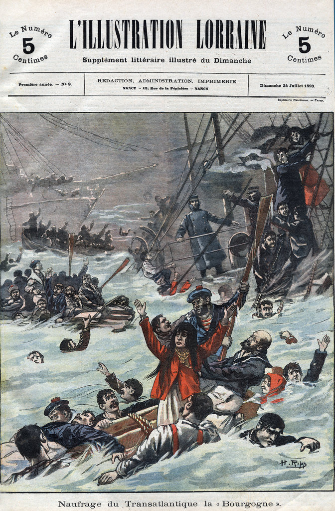 Detail of Illustration of the Sinking of the Transatlantic Bourgogne by Anonymous