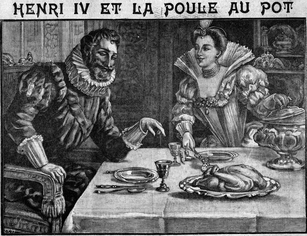 Detail of Illustration of Gabrielle d'Estrees Serving Poulet au Pot to Henry IV by Anonymous
