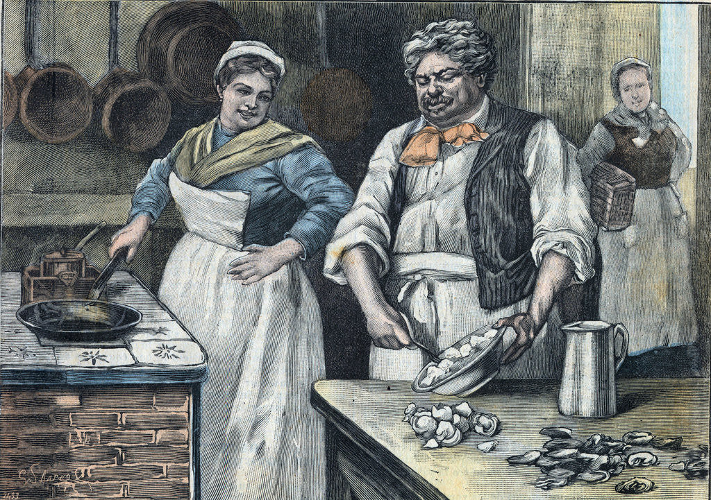 Detail of Illustration of Alexandre Dumas Making an Oyster Omelette by Anonymous