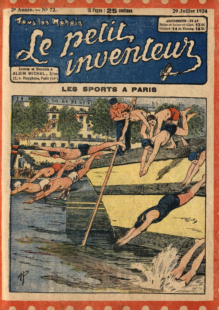 Detail of Illustration of Swimmers Diving into the Seine River by Anonymous