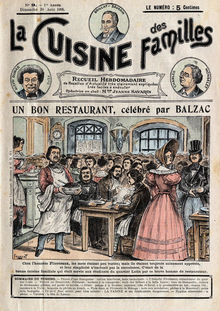 Detail of Illustration of Honore de Balzac Dining at Flicoteaux by Corbis
