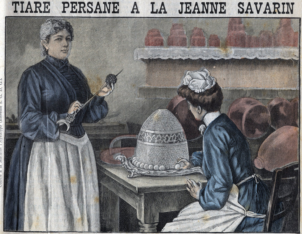 Detail of Illustration of Jeanne Savarin Creating an Elaborate Dessert by Anonymous