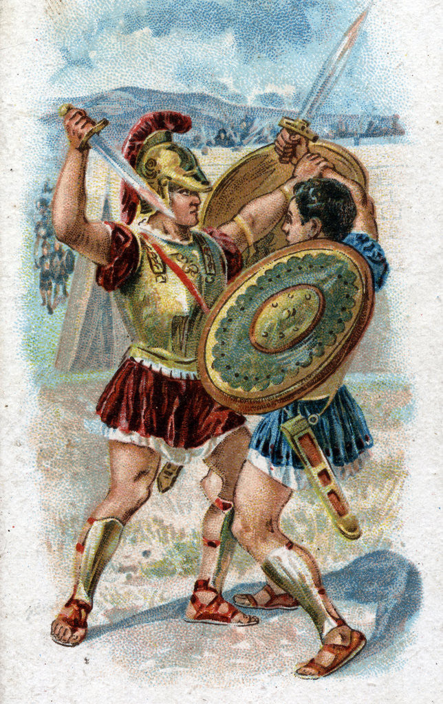 Detail of Illustration of Achilles Fighting Hector by Corbis