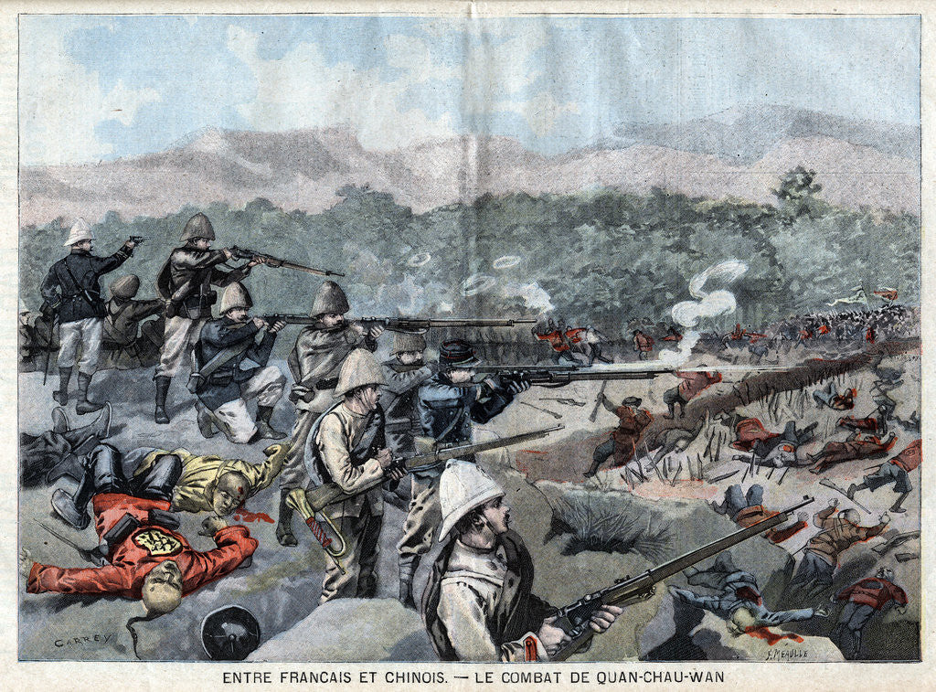 Detail of Illustration of Fighting Between French and Chinese Forces at Kwang-Chou-Wan by Anonymous