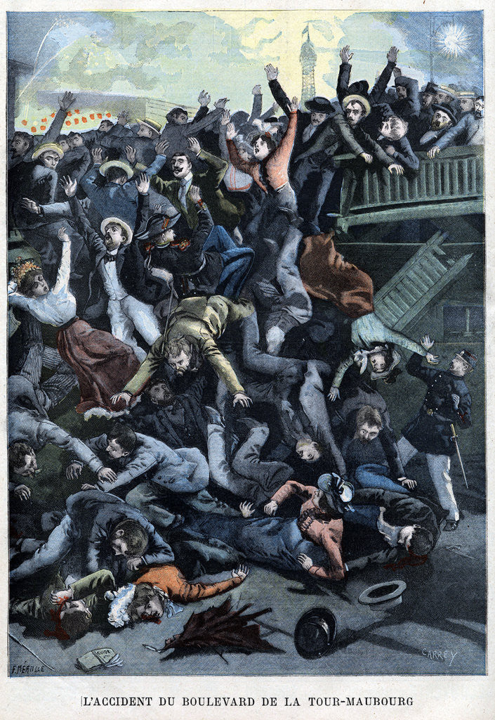 Detail of Illustration of a Footbridge Collapsing During Celebrations of the 1900 Paris Exposition by Anonymous