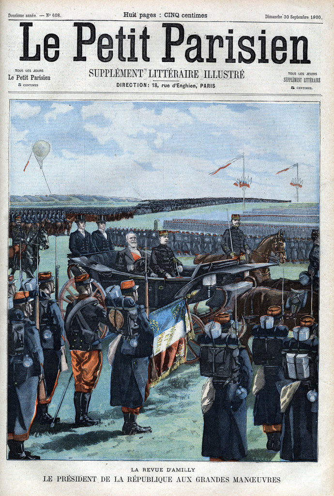 Illustration of Emile Loubet at Military Exercises at Amilly by Corbis