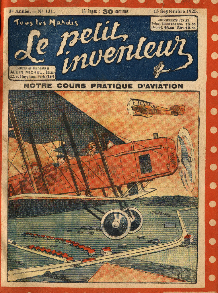 Detail of Illustration of a Flying Biplane by Anonymous