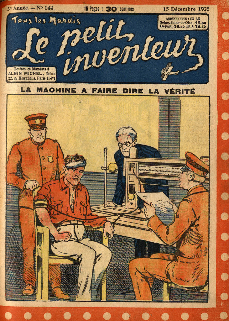 Detail of Illustration of Man Taking a Polygraph Test by Anonymous