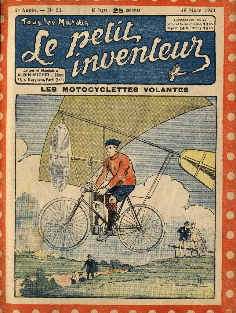 Detail of Illustration of a Flying Bicycle by Anonymous