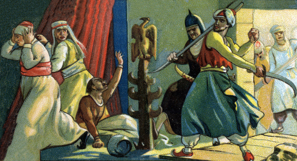 Detail of Illustration of Muhammad Destroying Idols at the Kaaba in Mecca by Anonymous