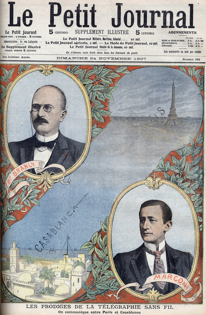 Detail of Illustration of Guglielmo Marconi and Edouard Branly by Anonymous