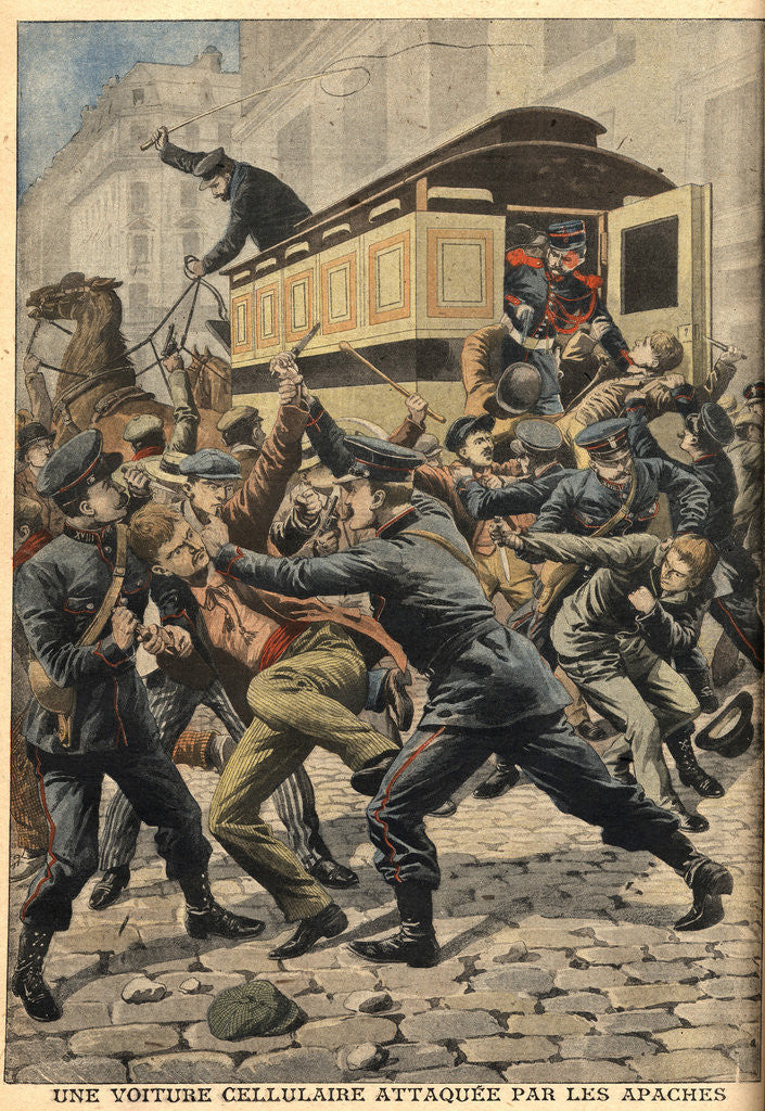 Detail of Illustration of Police and Thugs Fighting in Paris by Anonymous
