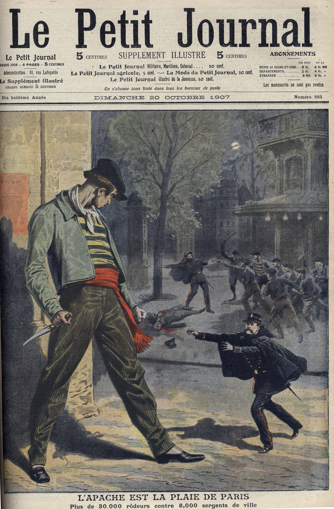 Detail of Illustration of Thugs and Police in Paris by Anonymous