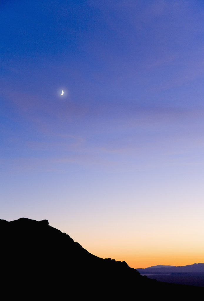 Detail of New Moon and Colorful Night Sky Above Desert by Anonymous
