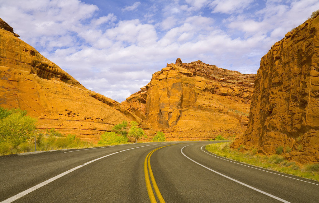 Detail of Highway Among Steep Red Sandstone Buttes by Anonymous