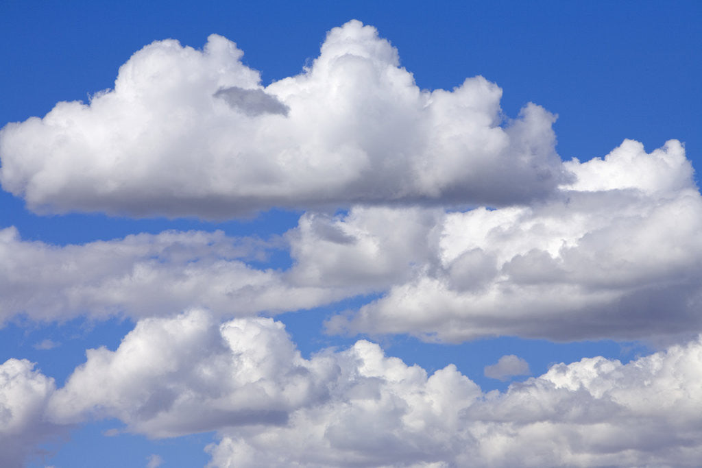 Detail of Cumulus Clouds Floating in Clear Blue Sky in Fall by Corbis