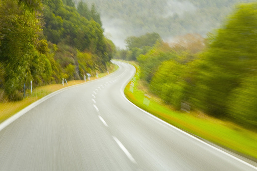 Detail of Winding Coastal Road Among Bush Covered Hills by Anonymous