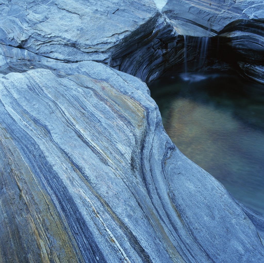 Detail of Strata in Rock Formation Along Verzasca River by Anonymous