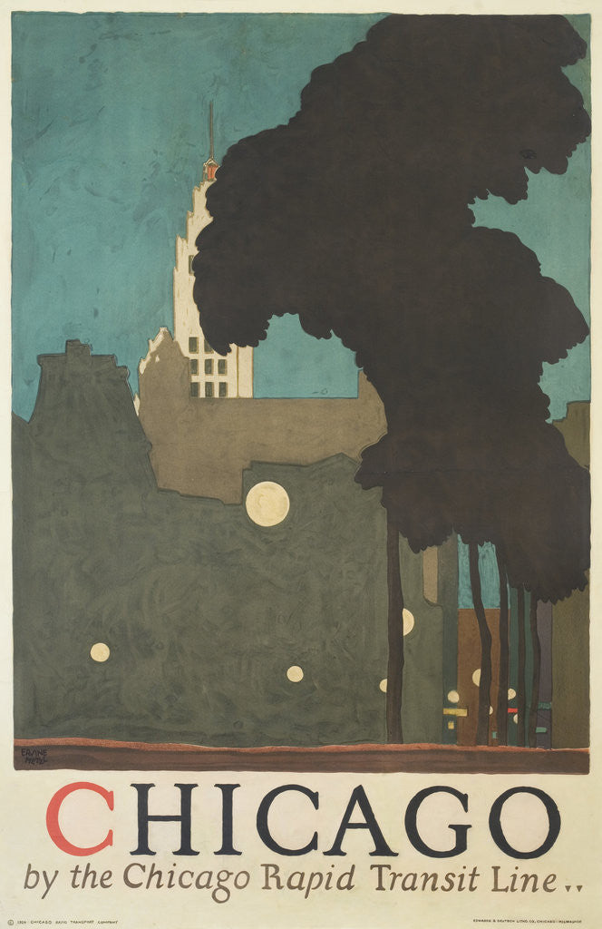 Detail of Chicago by the Chicago Rapid Transit Line Poster by Ervine Metzl