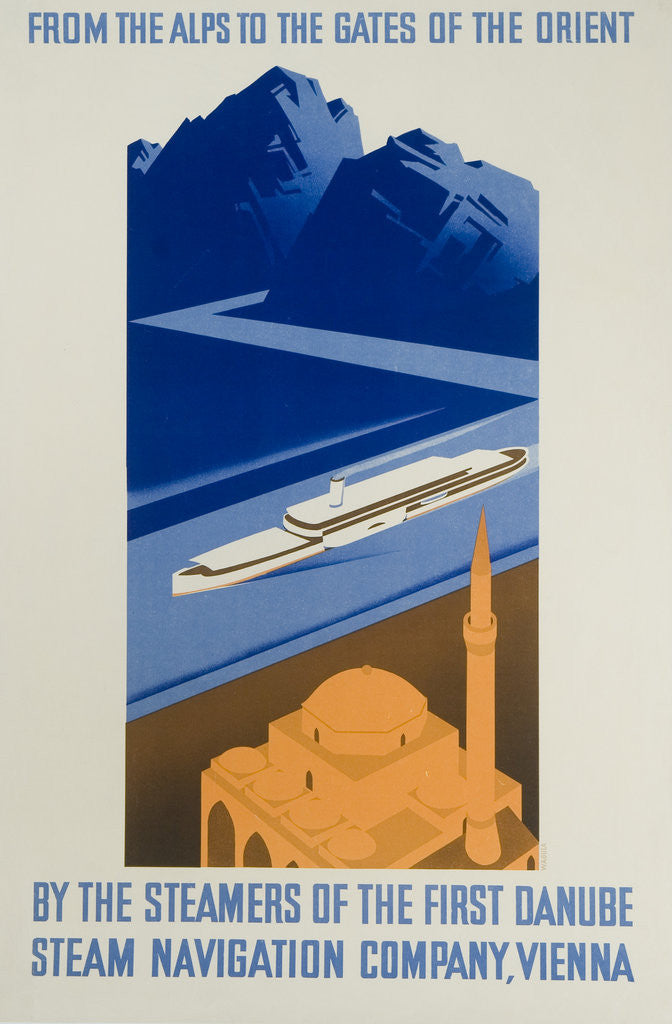 Detail of Danube Steam Navigation Company Poster by Hanns Wagula