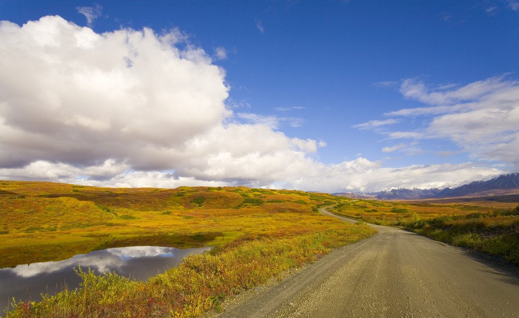 Detail of Clouds Above Autumn Tundra and Gravel Road in Alaska by Anonymous