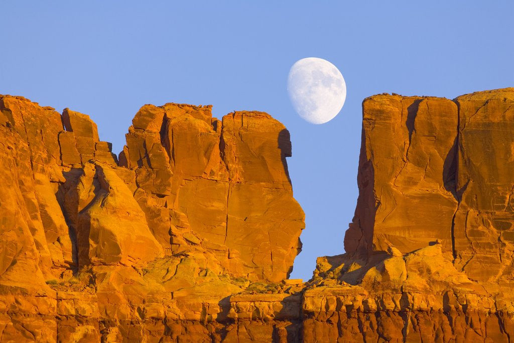 Detail of Sandstone Buttes and Moon by Anonymous