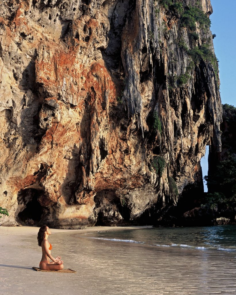 Detail of Woman Meditating on Phra Nang Beach by Anonymous