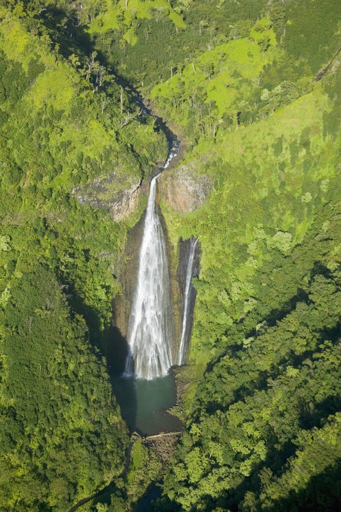 Detail of Aerial View of Waterfall in Waimea Canyon by Corbis