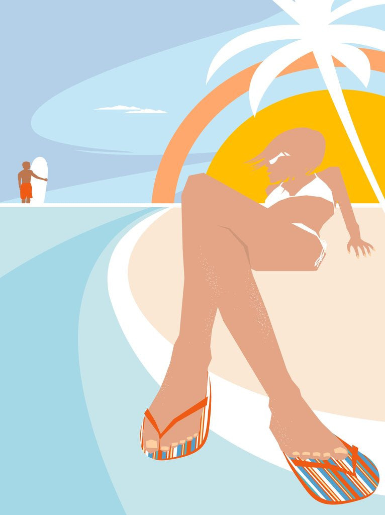 Detail of Woman In Bikini Sunbathing by Anonymous